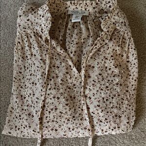 Cream and Brown Floral Blouse